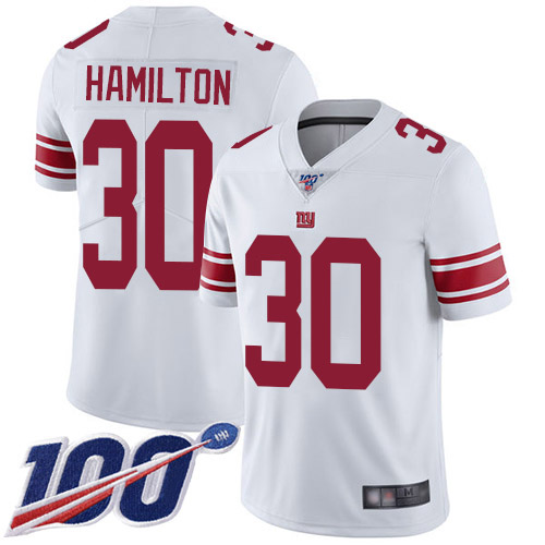 Men New York Giants #30 Antonio Hamilton White Vapor Untouchable Limited Player 100th Season Football NFL Jersey->new york giants->NFL Jersey